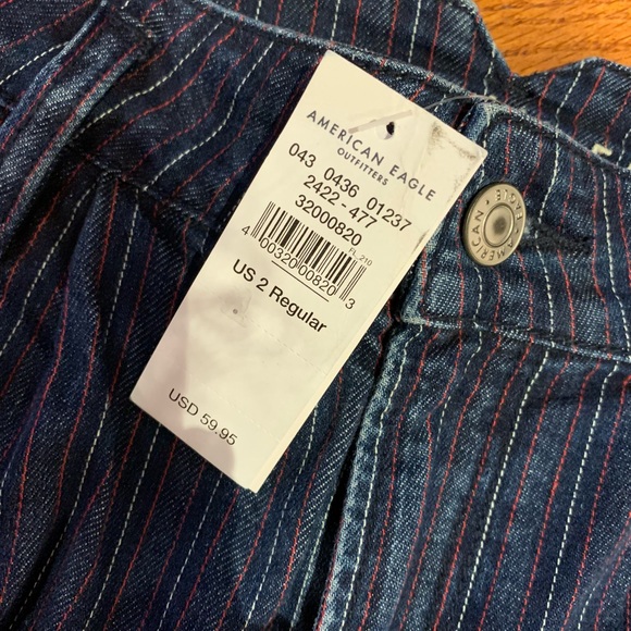 American Eagle Pleated High Rise Striped Mom Jeans/Trousers 2 - Picture 9 of 13